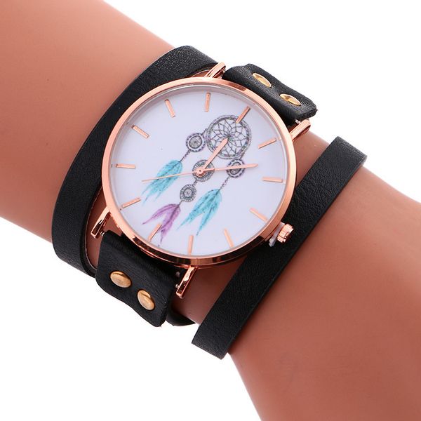 2019 promotion new pu winding bracelet watch with bell feather pattern, Slivery;brown
2019 promotion new pu winding bracelet watch with bell feather pattern, Slivery;brown