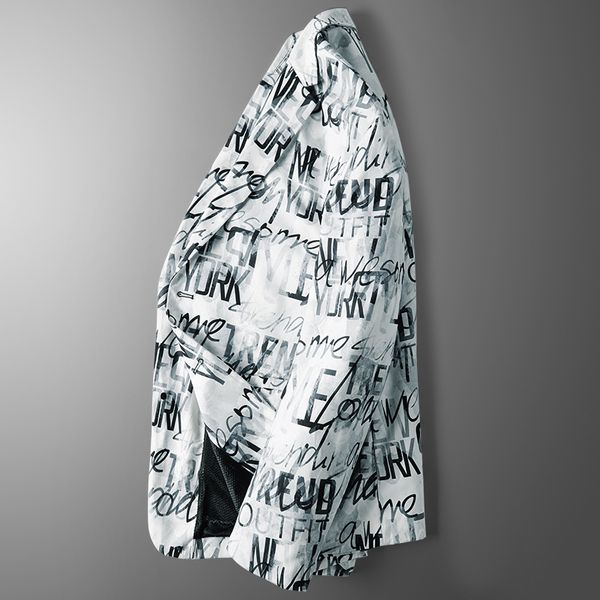 new men suit jacket two buttons casual blazers mens light luxury letter printing suit lightweight jacket, White;black
new men suit jacket two buttons casual blazers mens light luxury letter printing suit lightweight jacket, White;black