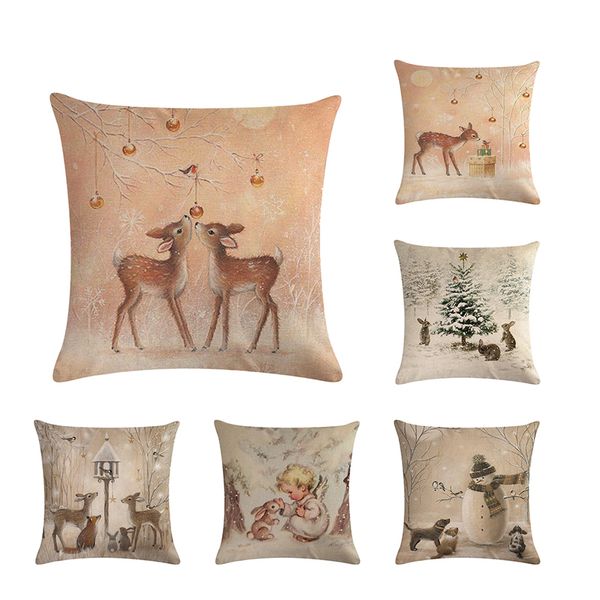 45 * 45 cm cute hand-painted sika animal pattern pillow cover suitable for home decoration square sofa cushion cover 
45 * 45 cm cute hand-painted sika animal pattern pillow cover suitable for home decoration square sofa cushion cover