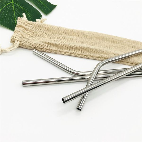 

stainless steel drink straw 4+1 set reusable drinking straw set with cleaning brush customized linen bag packing tc190517