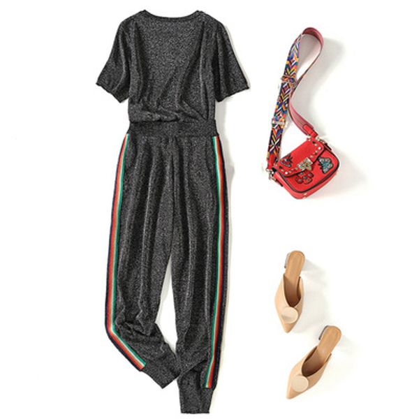 womens designer spring casual outfit new online celebrity ice silk knitted two-piece letter short-sleeved t-shirt + sports pants suit, White
womens designer spring casual outfit new online celebrity ice silk knitted two-piece letter short-sleeved t-shirt + sports pants suit, White