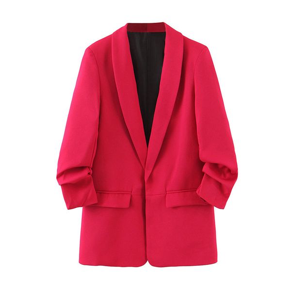 women suit blazer new three quarter roll sleeve female jacket casual office wear blazer feminino loose red coat, White;black
women suit blazer new three quarter roll sleeve female jacket casual office wear blazer feminino loose red coat, White;black