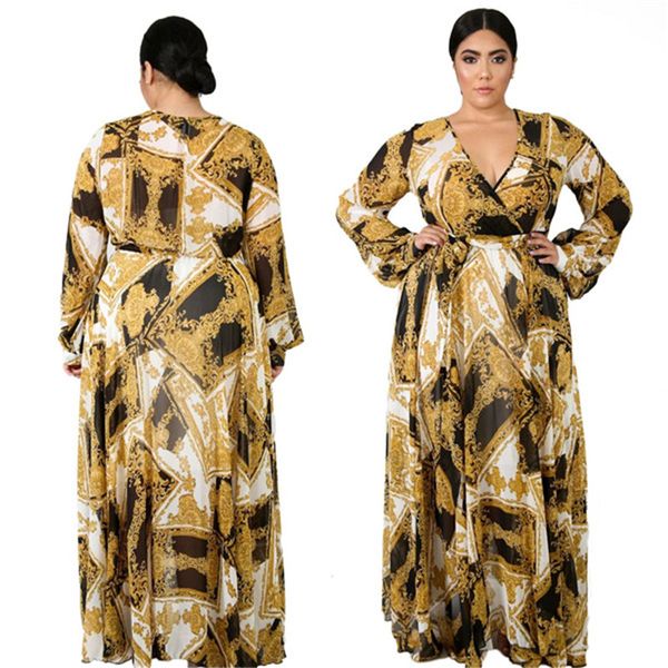 plus size women dresses luxury golden printed slim maxi long sleeved v-neck dresses fashion women party dresses, Black;gray
plus size women dresses luxury golden printed slim maxi long sleeved v-neck dresses fashion women party dresses, Black;gray