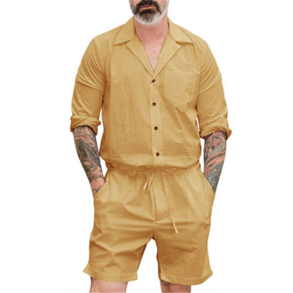 men casual 2pcs short sleeve stylish playsuit short trouser pants male rompers single breasted shorts set, Gray
men casual 2pcs short sleeve stylish playsuit short trouser pants male rompers single breasted shorts set, Gray