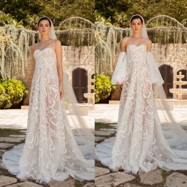2020 a line wedding dresses applique strapless bridal gowns sweep train zipper sleeveless tulle lice wedding dress, White
2020 a line wedding dresses applique strapless bridal gowns sweep train zipper sleeveless tulle lice wedding dress, White