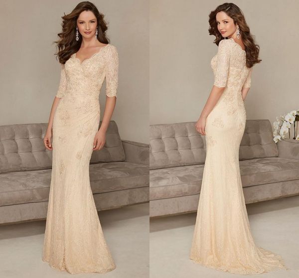 2019 new champagne mother of the bride dresses long elegant beaed sequined pleats v-neck mermaid style half sleeve lace formal gowns, Black;red
2019 new champagne mother of the bride dresses long elegant beaed sequined pleats v-neck mermaid style half sleeve lace formal gowns, Black;red