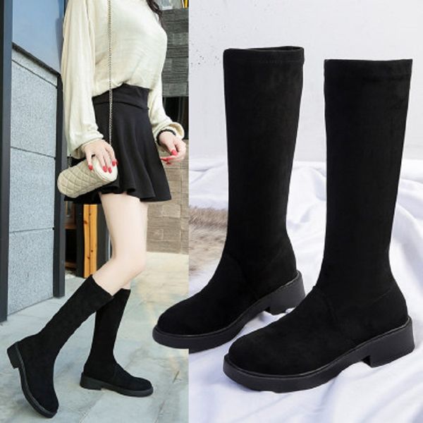 2019 winter new ladies boots casual versatile comfortable lightweight knee sleeve round head thick with women's boots, Black
2019 winter new ladies boots casual versatile comfortable lightweight knee sleeve round head thick with women's boots, Black