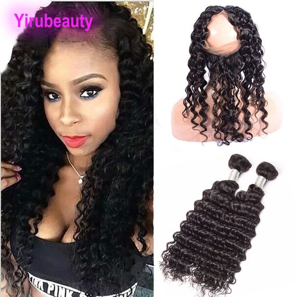raw virgin indian hair deep wave 2 bundles with 360 lace frontal natural color indian human hair wefts closure frontals from yiruhair, Black;brown
raw virgin indian hair deep wave 2 bundles with 360 lace frontal natural color indian human hair wefts closure frontals from yiruhair, Black;brown