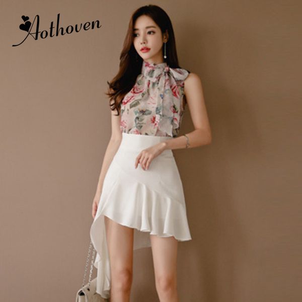 2 piece set women suit summer print bow sleeveless chiffon blouse shirt and white asymmetrical skirts crop and skirt
2 piece set women suit summer print bow sleeveless chiffon blouse shirt and white asymmetrical skirts crop and skirt