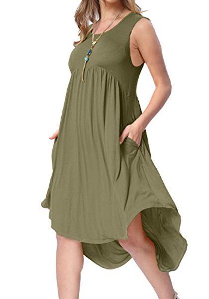 levaca womens summer plain sleeveless pockets high low casual swing midi dress, Black;gray
levaca womens summer plain sleeveless pockets high low casual swing midi dress, Black;gray