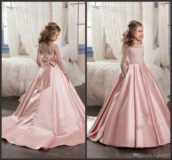 2018 princess long sleeves flower girls dresses with bow knot delicate beaded sequins ball gown floor length girls pageant birthday gowns, White;red
2018 princess long sleeves flower girls dresses with bow knot delicate beaded sequins ball gown floor length girls pageant birthday gowns, White;red