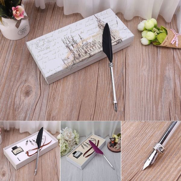 antique feather metal nibbed pen dip writing quill with ink steel tips gift box l41e
antique feather metal nibbed pen dip writing quill with ink steel tips gift box l41e