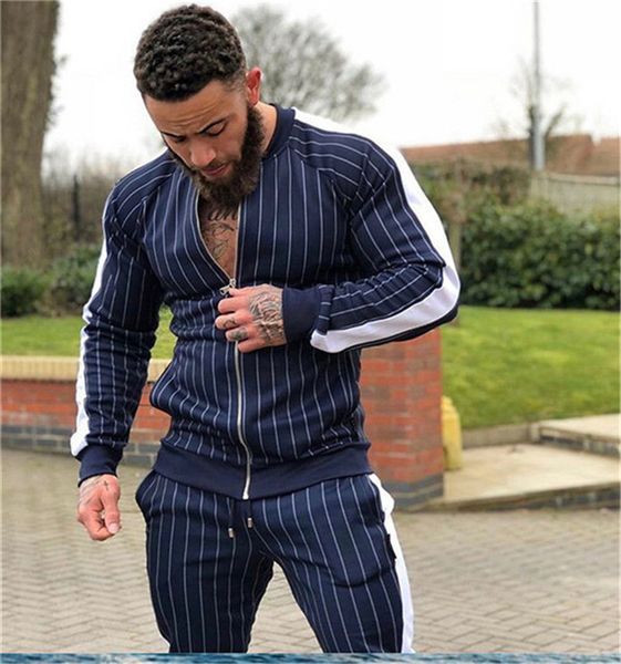 striped printed mens designer tracksuits running sports casual 2 piece pants slim long sleeved zipper fashion mens tracksuits, Gray
striped printed mens designer tracksuits running sports casual 2 piece pants slim long sleeved zipper fashion mens tracksuits, Gray
