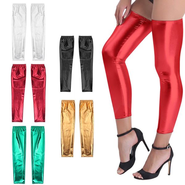 women's footless wet look stylish thigh high long leather stockings disco cheer leader costume, Black;white
women's footless wet look stylish thigh high long leather stockings disco cheer leader costume, Black;white