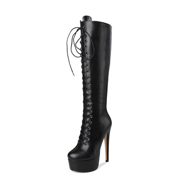 women's platform front lace-up high heel stiletto stretch over the knee high boot us5~us15 plus size women boots, Black
women's platform front lace-up high heel stiletto stretch over the knee high boot us5~us15 plus size women boots, Black
