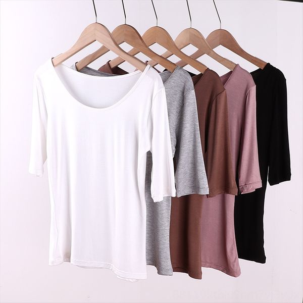 big round collar middle sleeve women's jacket cotton - slim versatile half sleeve t-shirt low collar base shirt modier cotton t solid c, White
big round collar middle sleeve women's jacket cotton - slim versatile half sleeve t-shirt low collar base shirt modier cotton t solid c, White
