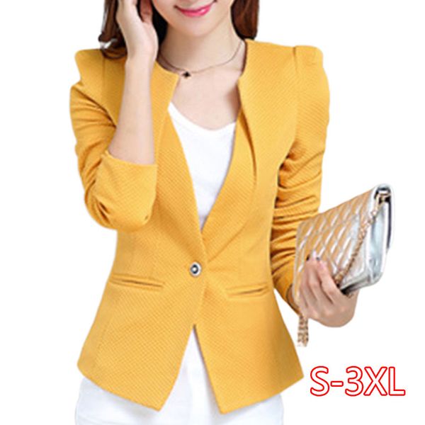 spring women slim blazer coat plus size casual jacket long sleeve one button suit office lady blazers work wear fashion, White;black
spring women slim blazer coat plus size casual jacket long sleeve one button suit office lady blazers work wear fashion, White;black