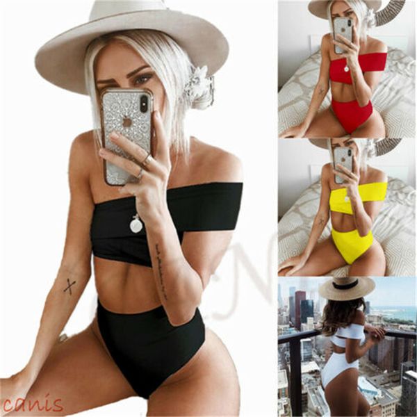 high waist bikini 2019 women swimwear female two pieces swimsuit women solid black white beachwear bandeau bathing suits biquini, White;black
high waist bikini 2019 women swimwear female two pieces swimsuit women solid black white beachwear bandeau bathing suits biquini, White;black