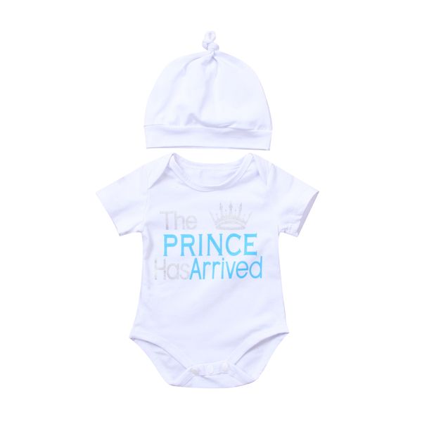 2018 the prince has arrived newborn baby boys bodysuit hat 2pcs outfits letters summer casual clothing ss, White
2018 the prince has arrived newborn baby boys bodysuit hat 2pcs outfits letters summer casual clothing ss, White