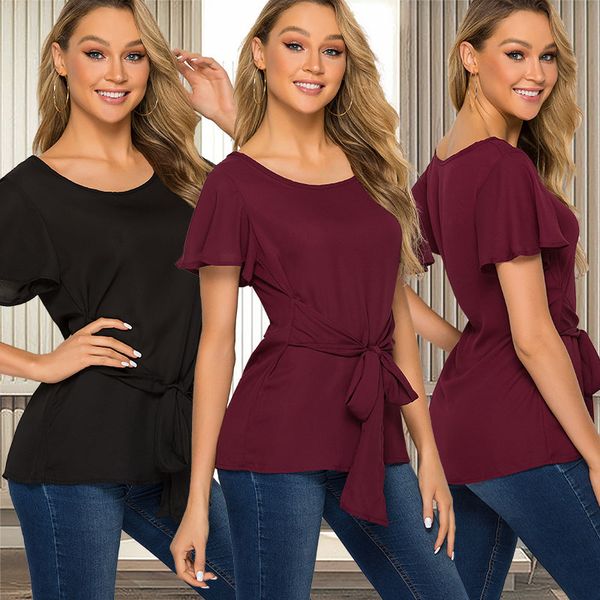 summer women blouse high elasticity o-neck short sleeves lace up tee shirt breathable female blouse, White
summer women blouse high elasticity o-neck short sleeves lace up tee shirt breathable female blouse, White