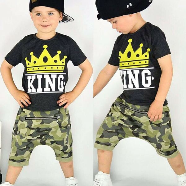 2pcs toddler kids baby boy summer clothes king print short sleeve crew neck t-shirt +camo short pants shorts fashion outfits, White
2pcs toddler kids baby boy summer clothes king print short sleeve crew neck t-shirt +camo short pants shorts fashion outfits, White
