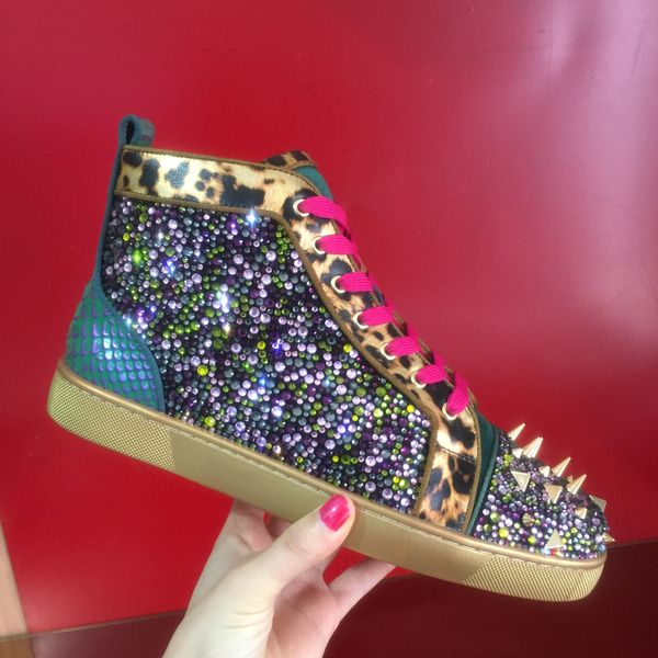 gold leather + colors starss rhinestone luxury name red bottom sneakers for men's spiked high boots pik pik rivets studs shoes fashion, Black
gold leather + colors starss rhinestone luxury name red bottom sneakers for men's spiked high boots pik pik rivets studs shoes fashion, Black