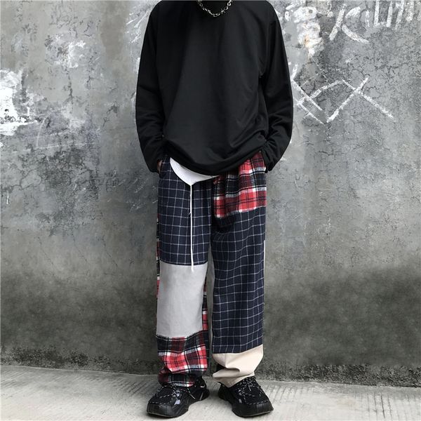2019 spring and autumn new fashion casual elastic band contrast color mosaic lattice pockets tide people trousers street trend, Black
2019 spring and autumn new fashion casual elastic band contrast color mosaic lattice pockets tide people trousers street trend, Black
