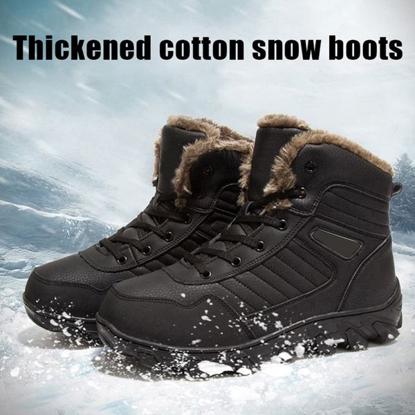 men pu leather sport winter boots warm shoes thicken soft anti-slip for outdoor wf 668, Black
men pu leather sport winter boots warm shoes thicken soft anti-slip for outdoor wf 668, Black