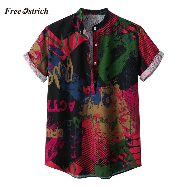 ostrich short sleeve shirts men multi color print turn-down collar lump chest pocket fashion round hem loose shirts blouse, White;black
ostrich short sleeve shirts men multi color print turn-down collar lump chest pocket fashion round hem loose shirts blouse, White;black