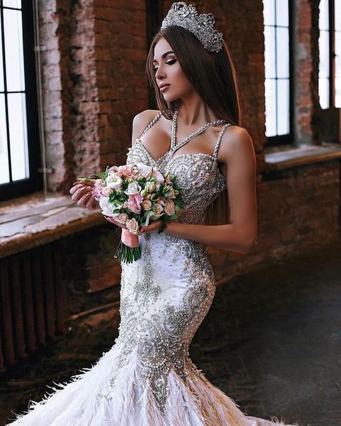 2019 summer white feather mermiad full beading crystal wedding dress elegant sleeveless beach boho bridal gown
2019 summer white feather mermiad full beading crystal wedding dress elegant sleeveless beach boho bridal gown