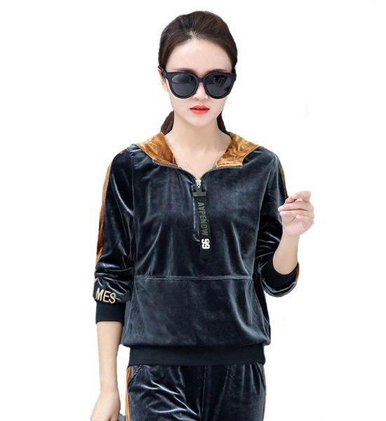 velour tracksuit for women winter velvet sweatsuit long-sleeved fleece clothes sets sportswear for female two-piece outfit, Gray
velour tracksuit for women winter velvet sweatsuit long-sleeved fleece clothes sets sportswear for female two-piece outfit, Gray