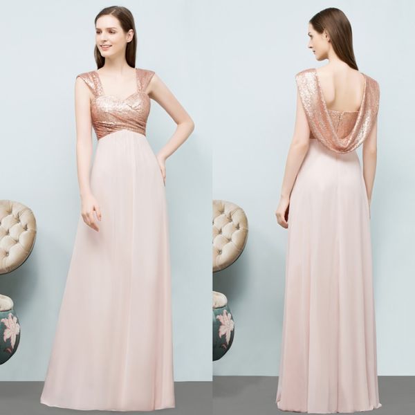 Real Image Rose Gold Sequins Long Bridesmaid Dresses Ruched Chiffon Backless Wedding Guest Party Maid Of Honor Evening Dresses CPS785
Real Image Rose Gold Sequins Long Bridesmaid Dresses Ruched Chiffon Backless Wedding Guest Party Maid Of Honor Evening Dresses CPS785