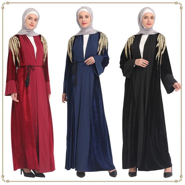 fashion middle east dubai cardigan female robe muslim embroidery pearl long sleeve robe new noble and elegant velvet casual, Red
fashion middle east dubai cardigan female robe muslim embroidery pearl long sleeve robe new noble and elegant velvet casual, Red