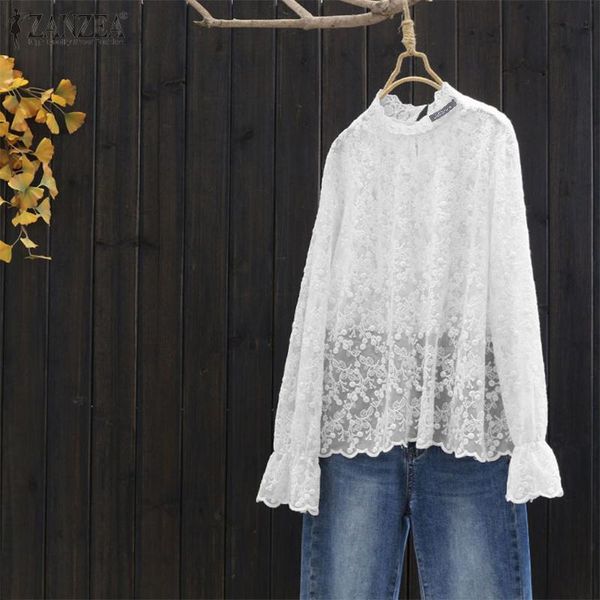 women's blouses & shirts zanzea 2021 summer women flare long sleeve fashion lace see-throught high collar tunic blusas plus size, White
women's blouses & shirts zanzea 2021 summer women flare long sleeve fashion lace see-throught high collar tunic blusas plus size, White