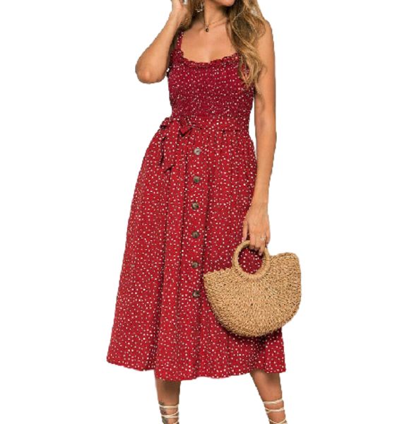 women summer comfort polka dot printing casual slip dress tie knot front button sleeveless beach holiday vacation midi dresses, Black;gray
women summer comfort polka dot printing casual slip dress tie knot front button sleeveless beach holiday vacation midi dresses, Black;gray