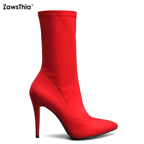 zawsthia 2018 new women stretch fabric pointed toe ankle boots high heels zip basic high boots pumps women shoes booties, Black
zawsthia 2018 new women stretch fabric pointed toe ankle boots high heels zip basic high boots pumps women shoes booties, Black
