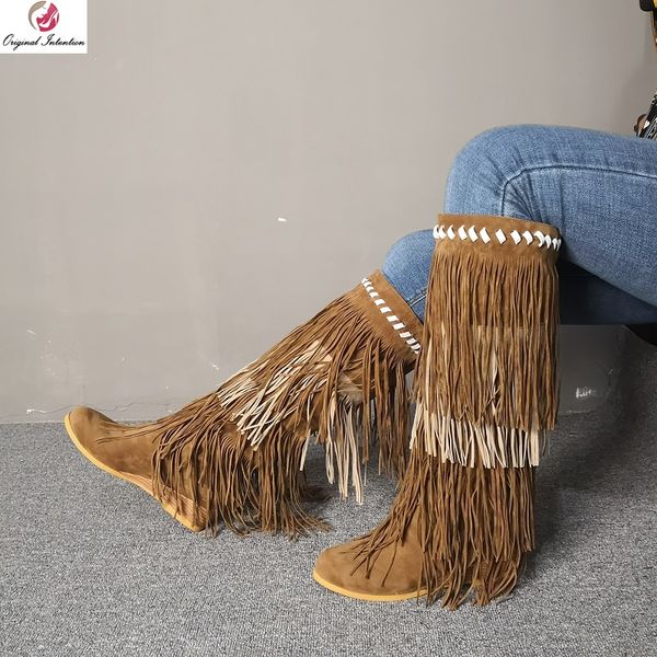 original intention women knee high boots fashion tassel round toe wedges boots elegant shoes woman plus size 4-15, Black
original intention women knee high boots fashion tassel round toe wedges boots elegant shoes woman plus size 4-15, Black