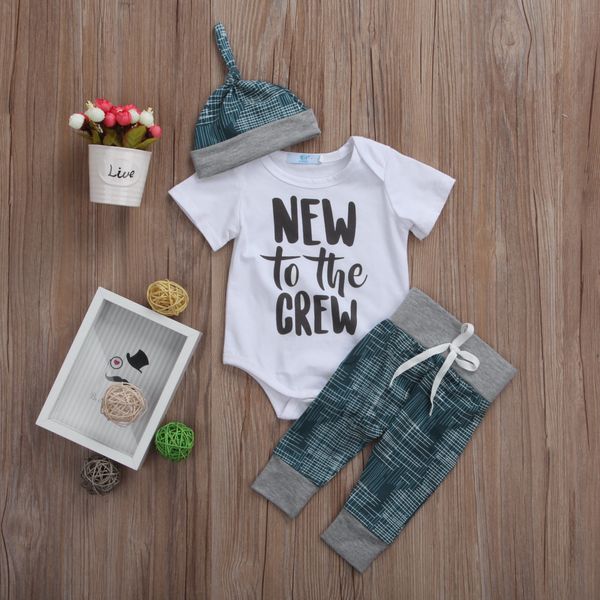 0-18months new to the crew printed short sleeve bodysuits+pants+hats 3pcs clothing set for new born infant baby boy clothes, White
0-18months new to the crew printed short sleeve bodysuits+pants+hats 3pcs clothing set for new born infant baby boy clothes, White