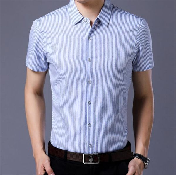 Designer Striped Mens Casual Shirts Turn Down Collar Short Sleeve Mens Shirts Summer Skinny With Single Breasted
Designer Striped Mens Casual Shirts Turn Down Collar Short Sleeve Mens Shirts Summer Skinny With Single Breasted