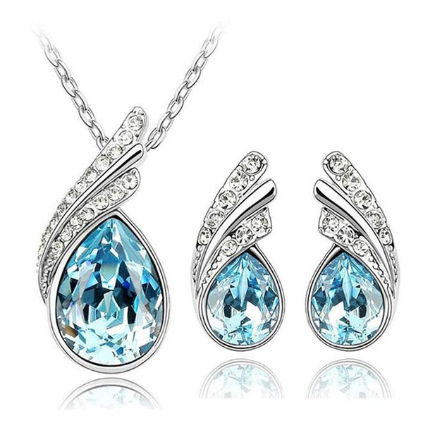 new wholesale austrian crystal jewelry sets water drop pendant necklace earring bracelet silver plated jewellery women
new wholesale austrian crystal jewelry sets water drop pendant necklace earring bracelet silver plated jewellery women