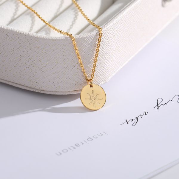 engraved cartoon sunshine necklace for women cute sun gold stainless steel chain necklace round shaped gifts for friends bff, Silver
engraved cartoon sunshine necklace for women cute sun gold stainless steel chain necklace round shaped gifts for friends bff, Silver