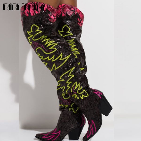 ribetrini new fashion lady brand sewing snake veins prints over the knee shoes woman ins boots high heels shoes women, Black
ribetrini new fashion lady brand sewing snake veins prints over the knee shoes woman ins boots high heels shoes women, Black
