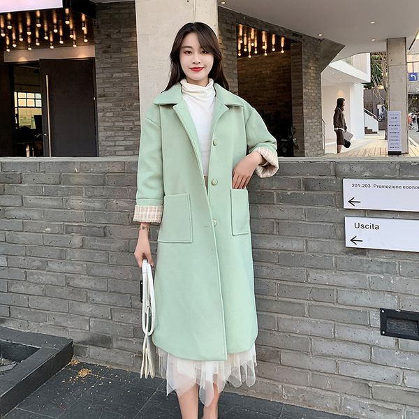 2019 women wool blend coat autumn casual loose turn-down collar female overcoat solid slim office lady medium long woolen jacket, Black
2019 women wool blend coat autumn casual loose turn-down collar female overcoat solid slim office lady medium long woolen jacket, Black