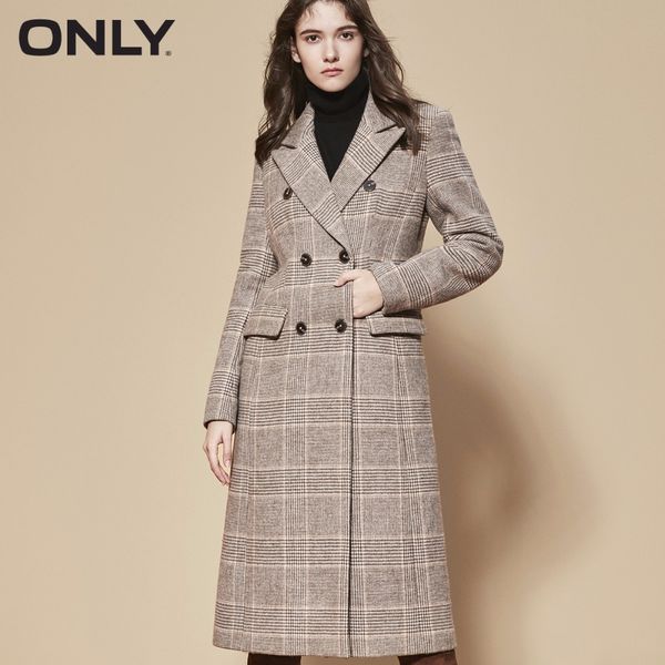 only womens' winter new wool plaid long woolen coat flap pocket rear slit|11836u508, Black
only womens' winter new wool plaid long woolen coat flap pocket rear slit|11836u508, Black