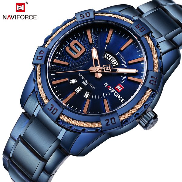 

naviforce brand men's sport watches men 30m waterproof genuine leather analog quartz wrist watch fashion man calendar clock, Slivery;brown