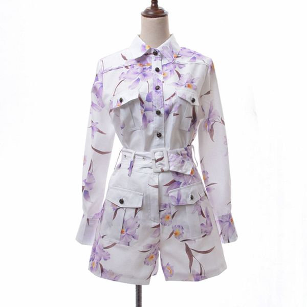 high street new stylish 2019 runway suit set women's long sleeve charming floral print blouse shirt shorts set, White
high street new stylish 2019 runway suit set women's long sleeve charming floral print blouse shirt shorts set, White