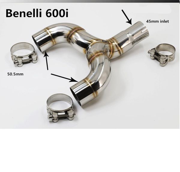 

motorcycle for benelli 600 muffler exhaust mid link pipe 51mm motorbike exhaust middle pipe escape