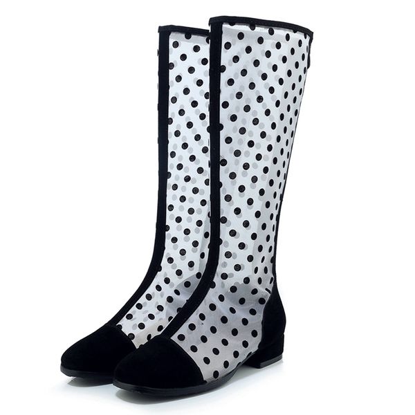 women's summer boots ladies knee boots flat with zipper flock mesh round toe dot spring summer casual party black
women's summer boots ladies knee boots flat with zipper flock mesh round toe dot spring summer casual party black