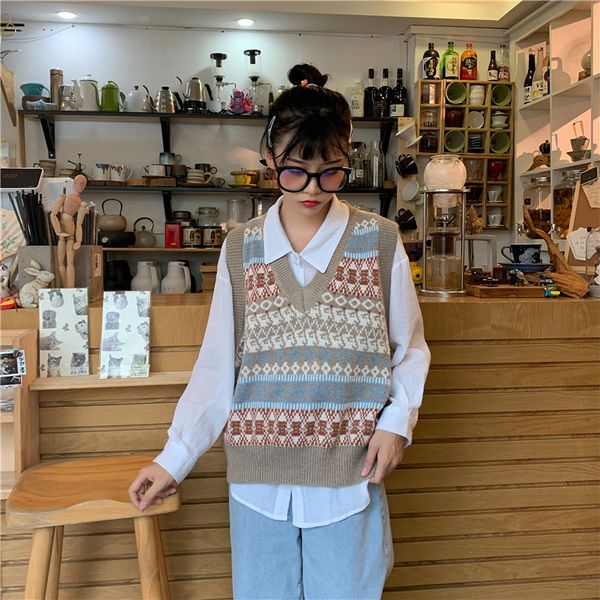 2019 new spring autumn sweater vest women sleeveless v-neck knitted vest female casual tank pullover oversize girls, Black;white
2019 new spring autumn sweater vest women sleeveless v-neck knitted vest female casual tank pullover oversize girls, Black;white