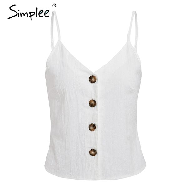 simplee spaghetti strap women tank elegant buttons solid white cami summer style streetwear female 2019
simplee spaghetti strap women tank elegant buttons solid white cami summer style streetwear female 2019